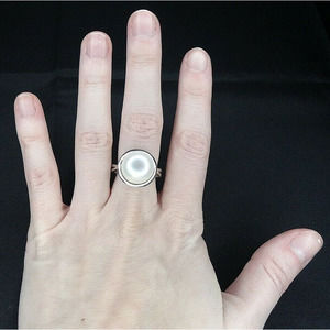 Estate SIGNED LUC 925 STERLING SILVER CULTURED PEARL CZ COCKTAIL RING SZ 7